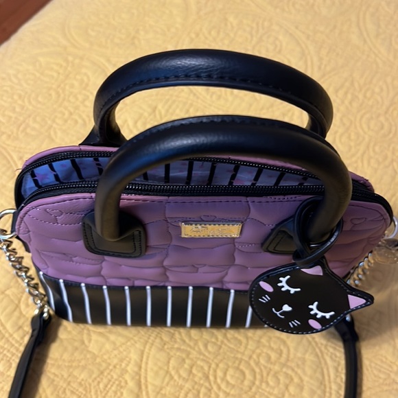 Luv Betsy plum handbag with black/white stripes. Excellent condition. - Picture 5 of 7